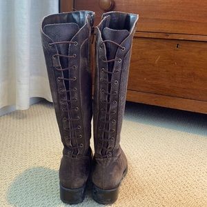 Brown distressed leather knee high boots size 39